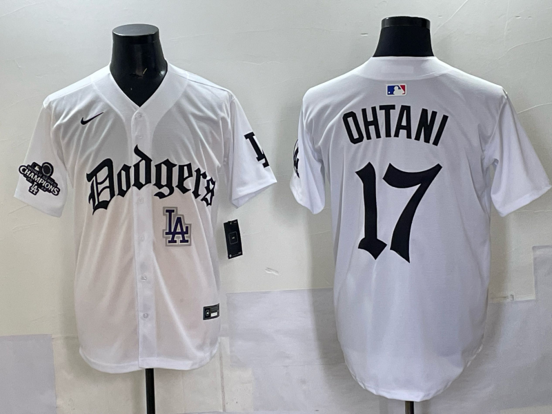 Men Los Angeles Dodgers #17 Ohtani white Nike 2025 MLB jersey 005